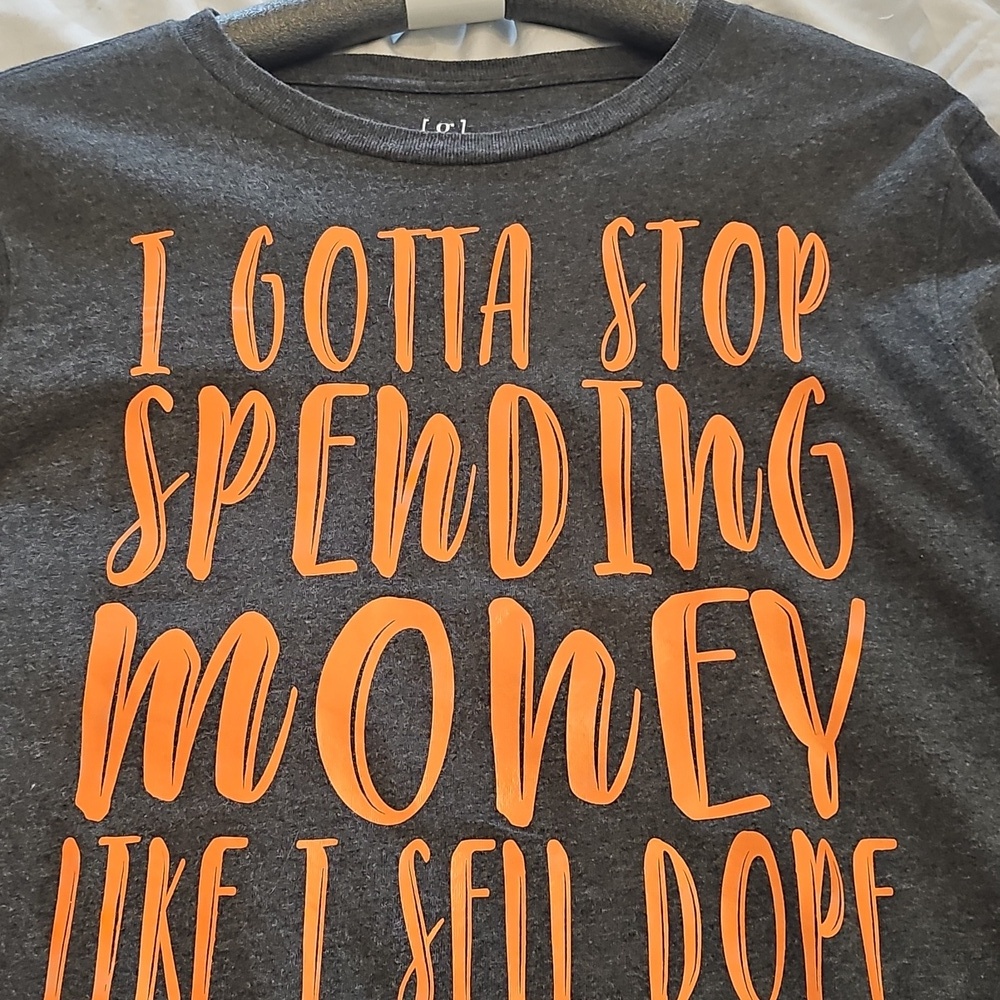 Unisex Long sleeved Top Novelty Funny Party Gray & Orange Medium EUC